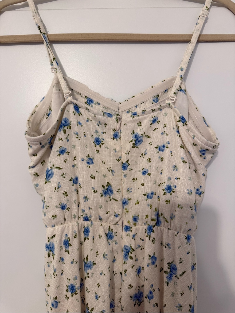 Cream Floral Spaghetti Strap Midi Dress - Picture 5 of 6